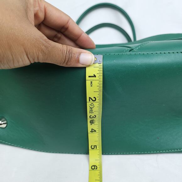 Pulicati Kelly Green Genuine Woven Italian Leather Satchel Tote Laptop Bag - Picture 9 of 12